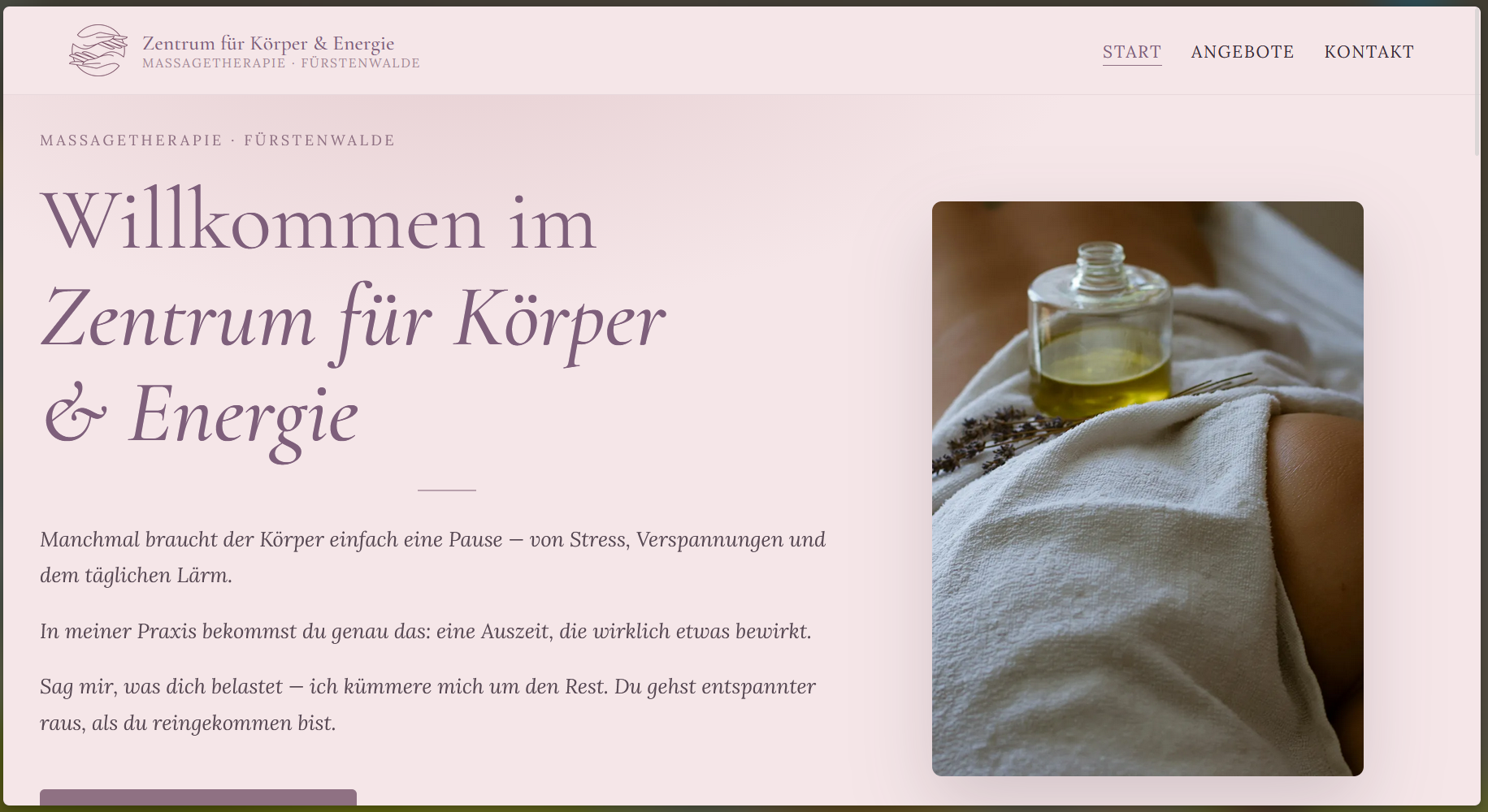 Website-Screenshot eines lokalen Dienstleistungsunternehmens